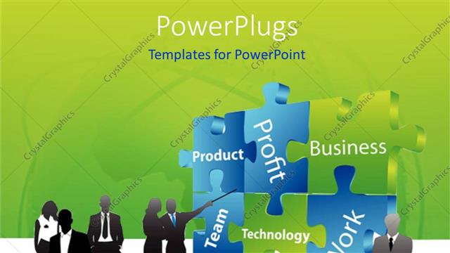  Presentation with solving - A number of people solving the jigsaw puzzle of business success