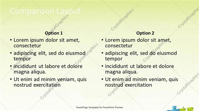 Comparison presentation slide layout