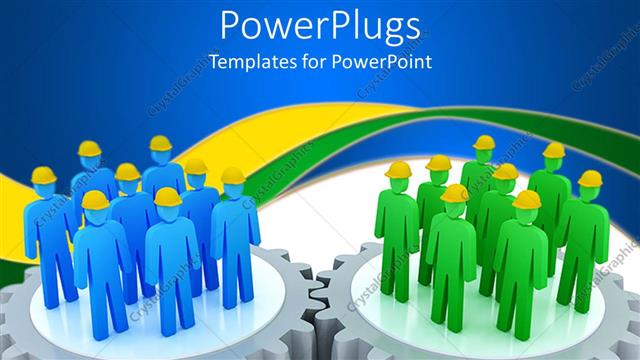  Presentation with teams - A number of people standing on the gears