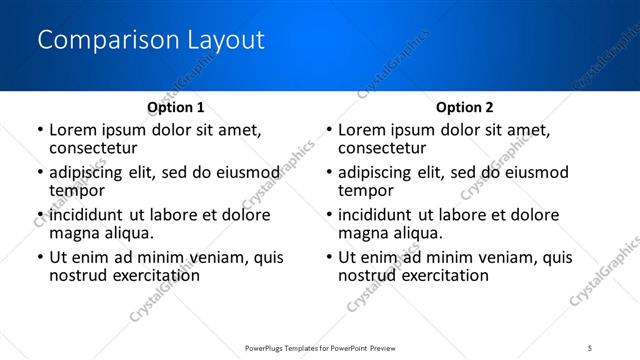 Comparison presentation slide layout