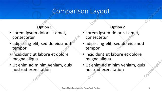 Comparison presentation slide layout
