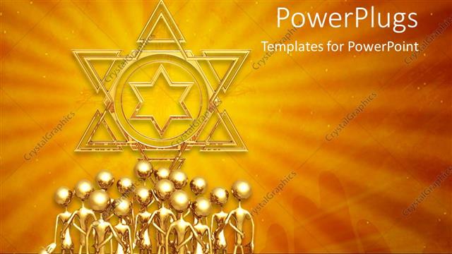  Presentation with worship - A number of people standing together with golden background