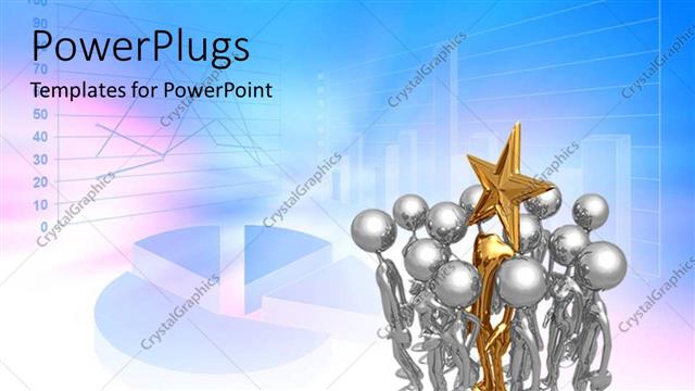  Presentation with employee - A number of people with a star and pie chart