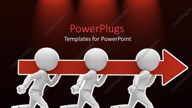  Presentation with business people - A number of people in a straight line carrying the arrow