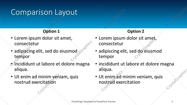 Comparison presentation slide layout