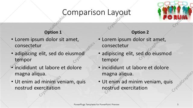 Comparison presentation slide layout