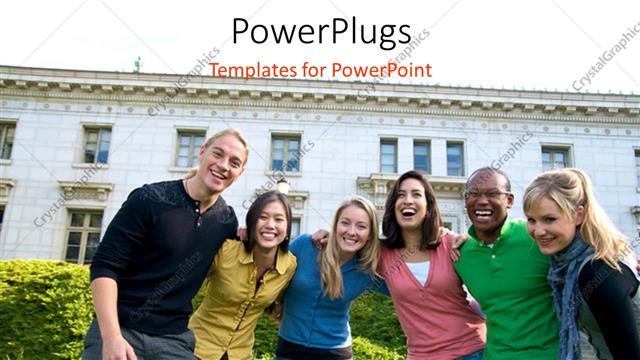  Presentation with student - A number of people together with a building in the background