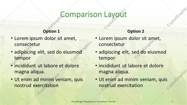 Comparison presentation slide layout