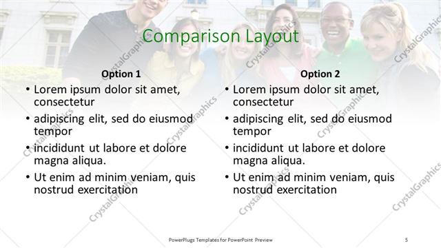 Comparison presentation slide layout