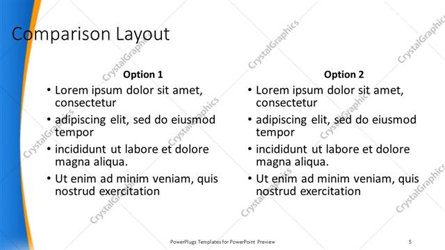 Comparison presentation slide layout