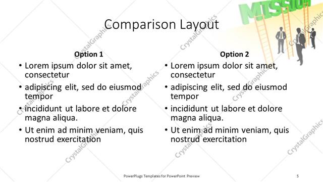 Comparison presentation slide layout
