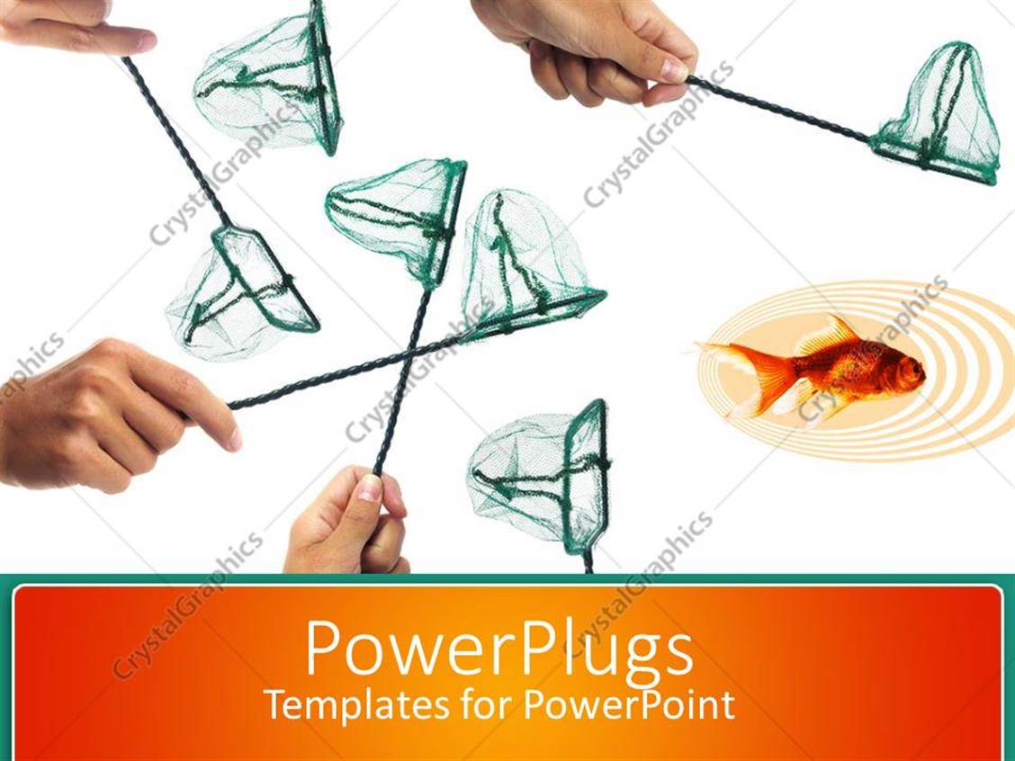 PowerPoint Template: a number of people trying to catch the fish (7876)