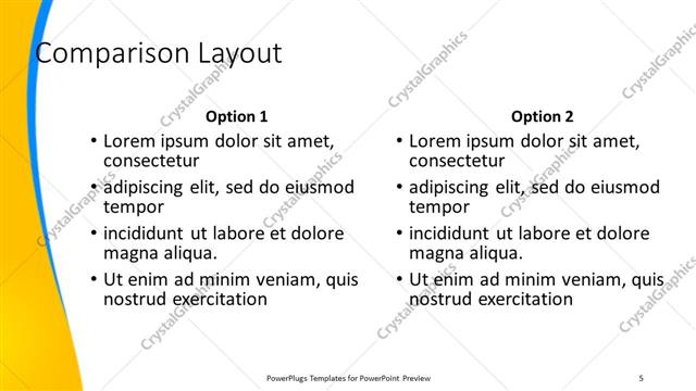 Comparison presentation slide layout