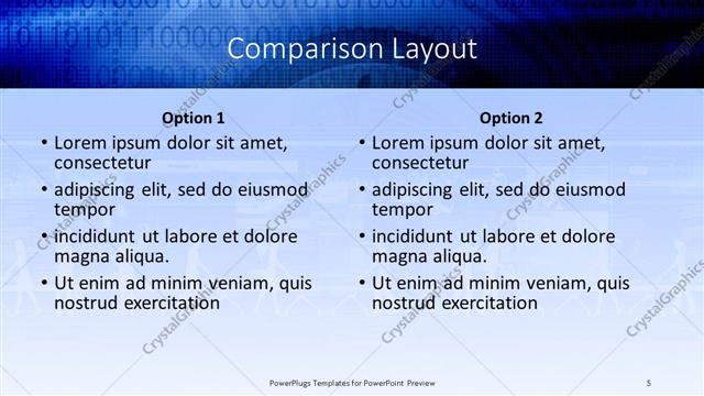 Comparison presentation slide layout