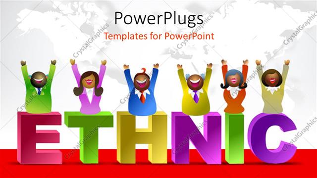  Presentation with ethnic - A number of people with the word ethnic and map in the background