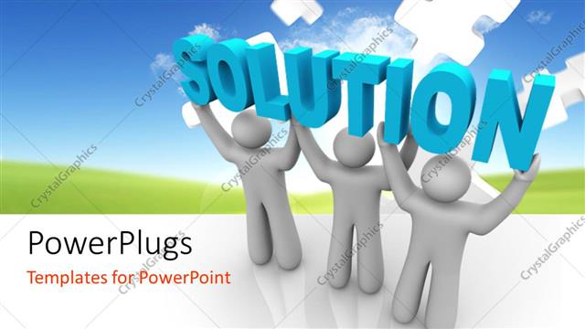  Presentation with heads - A number of people with the word solution on their heads