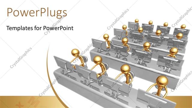  Presentation with classroom - A number of people in a working environment with white background