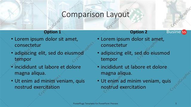 Comparison presentation slide layout