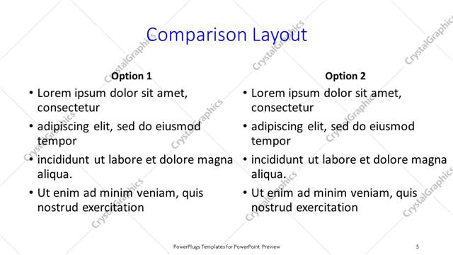 Comparison presentation slide layout