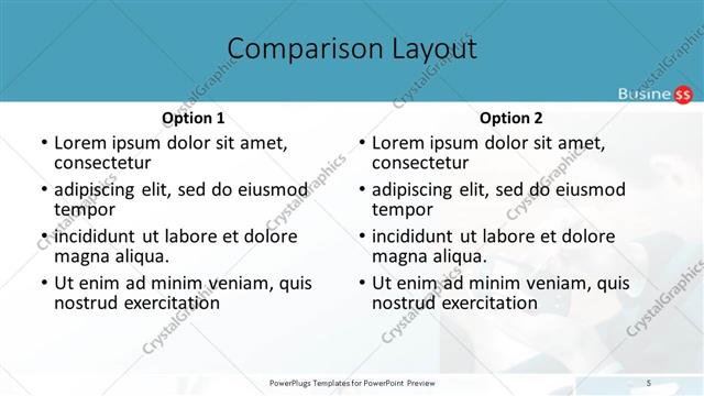 Comparison presentation slide layout