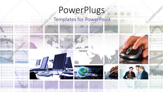  Presentation with people collage - A number of people working in an office with map in the background