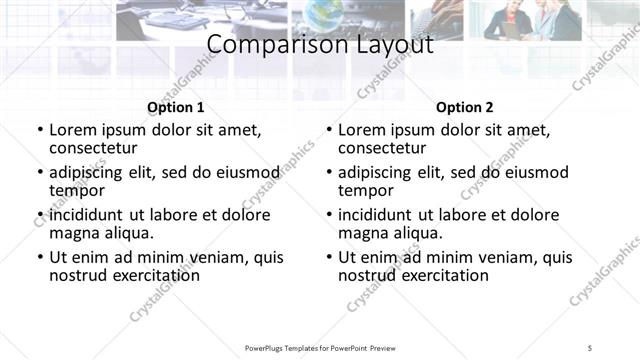 Comparison presentation slide layout