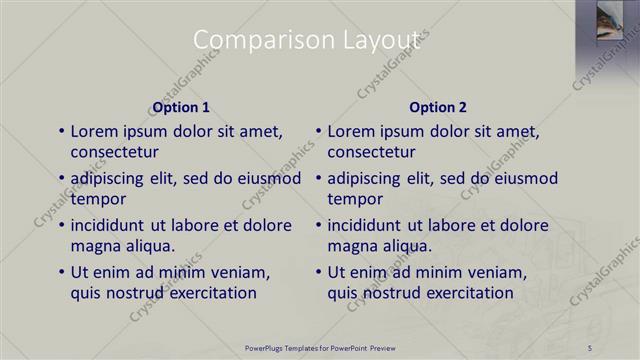 Comparison presentation slide layout