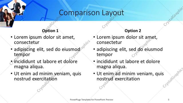 Comparison presentation slide layout