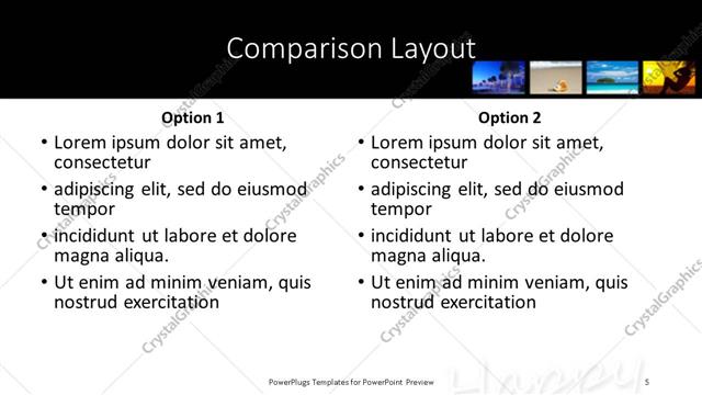Comparison presentation slide layout