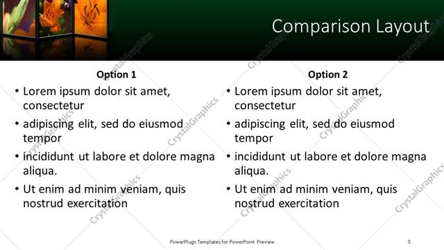 Comparison presentation slide layout