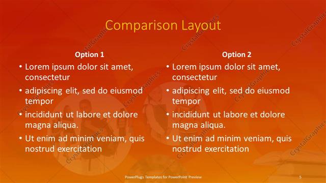 Comparison presentation slide layout