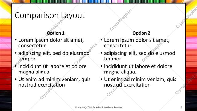 Comparison presentation slide layout