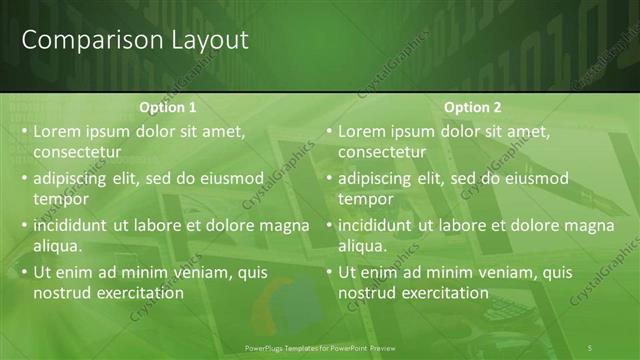 Comparison presentation slide layout