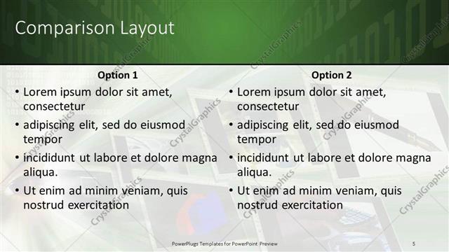 Comparison presentation slide layout