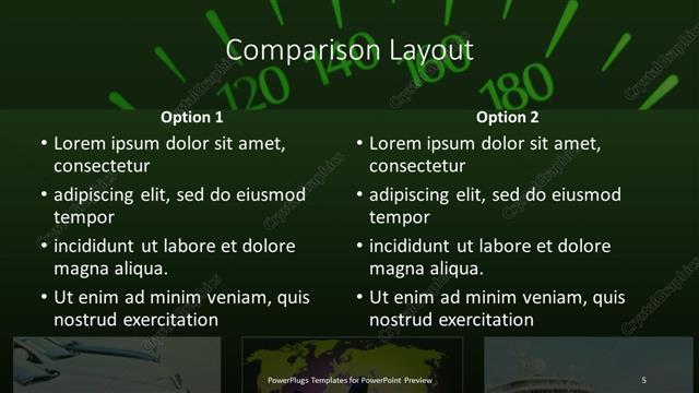 Comparison presentation slide layout