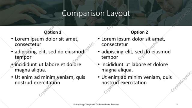 Comparison presentation slide layout