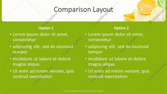 Comparison presentation slide layout