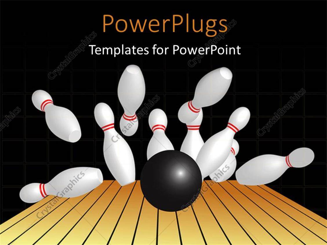 PowerPoint Template a number of pins being hit by a bowling ball (3952)
