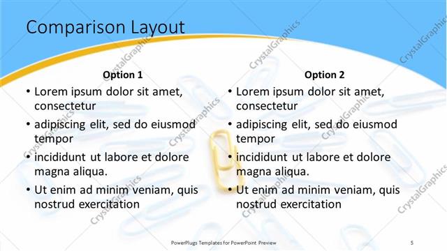Comparison presentation slide layout