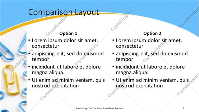 Comparison presentation slide layout