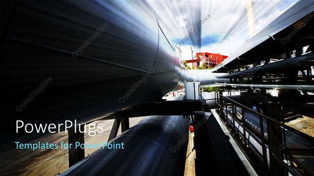  Presentation with industrial - A number of pipelines with sky in the background