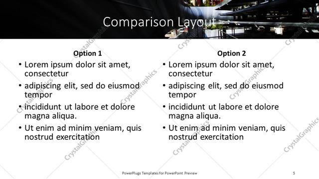 Comparison presentation slide layout