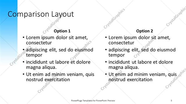 Comparison presentation slide layout