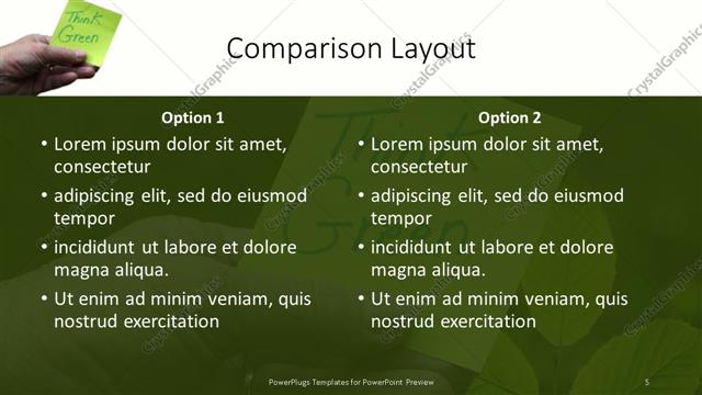 Comparison presentation slide layout