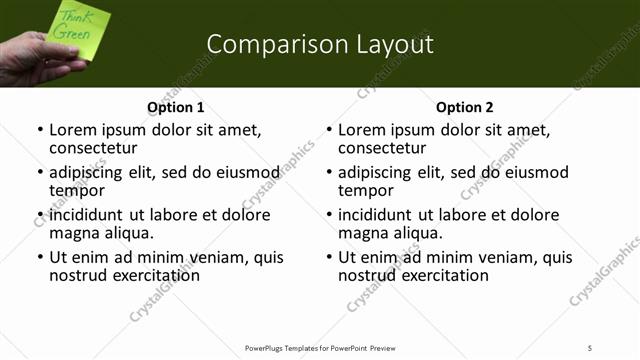 Comparison presentation slide layout