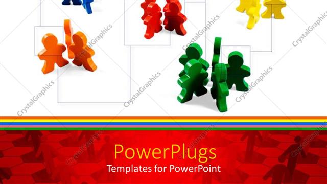  Presentation with network - A number of plastic figures in puzzle pieces