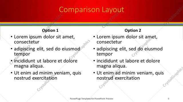 Comparison presentation slide layout
