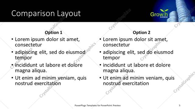 Comparison presentation slide layout