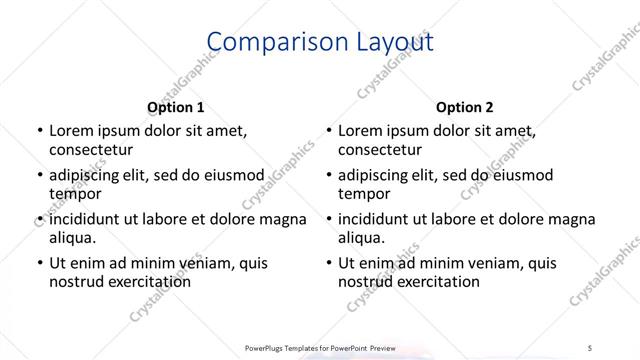 Comparison presentation slide layout
