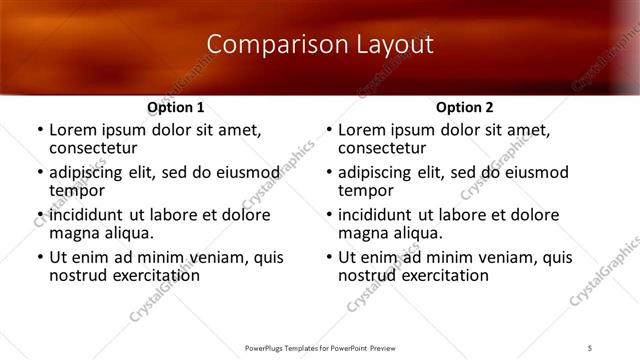Comparison presentation slide layout